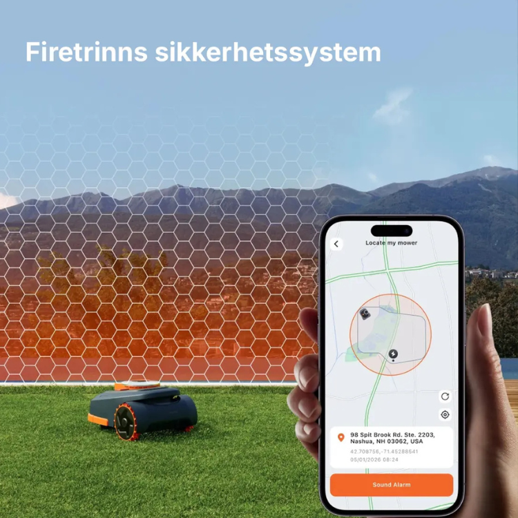 Segway Navimow robotgressklipper med GPS-sporing, tyveribeskyttelse og appstyring. Robotklipper uten kantledning med sanntidssporing, sikkerhetsvarsler og full kontroll fra mobilen.