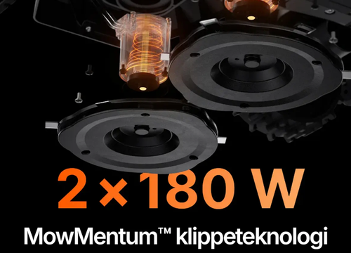 Segway Navimow X4 robotgressklipper med MowMentum-klippeteknologi og doble 180 W motorer. Kraftig ytelse for tett gress, krevende plenforhold og effektiv klipping uten kantledning.