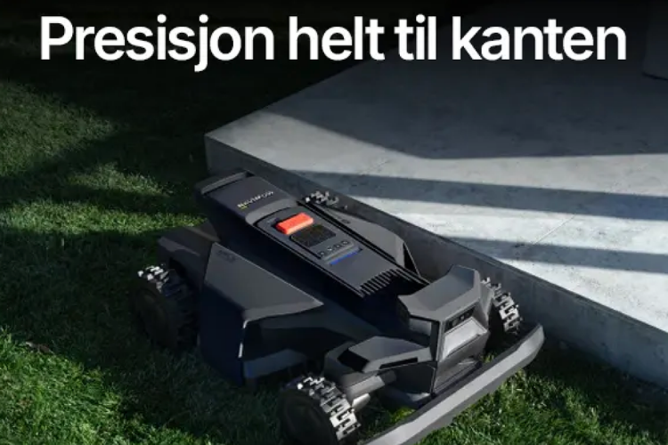 Segway Navimow X4 robotgressklipper med presis kantklipping og Edge Cut-teknologi. Klipper tett inntil kanter, vegger og gangstier for et perfekt plenresultat uten kantledning.