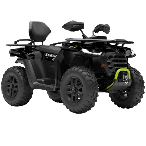 Segway Snarler AT5 L ABS Fully Equipped i Black Green med passasjersete, håndbeskyttere og bagasjebrett.