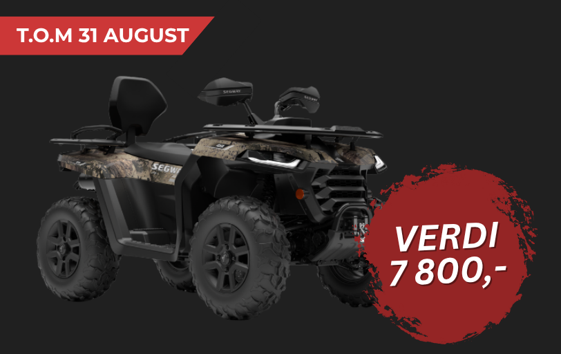 Segway Snarler AT5 L i Prairie Camo med vindrute og bagasjeboks inkludert i sommerkampanjen.