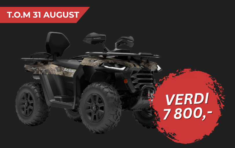 Segway Snarler AT5 L i Prairie Camo med vindrute og bagasjeboks inkludert i sommerkampanjen.