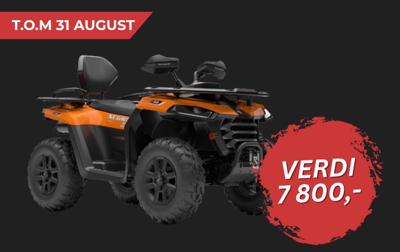 Segway Snarler AT5 L i Radical Orange med vindrute og bagasjeboks inkludert i sommerkampanjen.