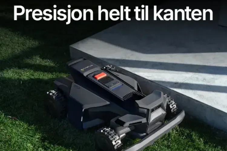 Segway Navimow X4 robotgressklipper med presis kantklipping og Edge Cut-teknologi. Klipper tett inntil kanter, vegger og gangstier for et perfekt plenresultat uten kantledning.